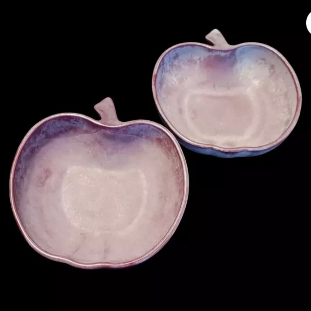 APPLE Salad Bowl Hazel Atlas Platonite Orchard Ware Serving Set of 2 VINTAGE